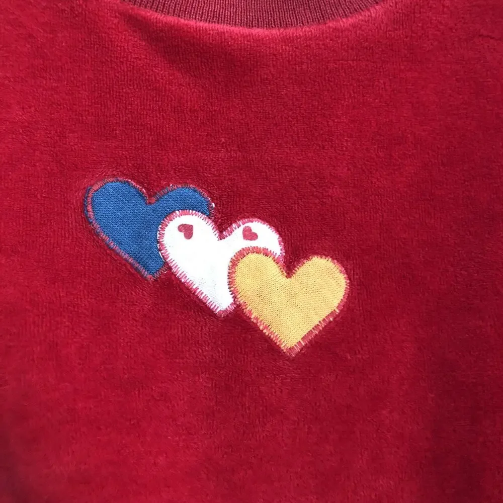 Vintage Red Terry Heart Sweatshirt